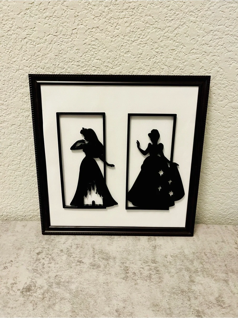 Black Silhouette Princess Wall Art - Framed Home Wall Decor